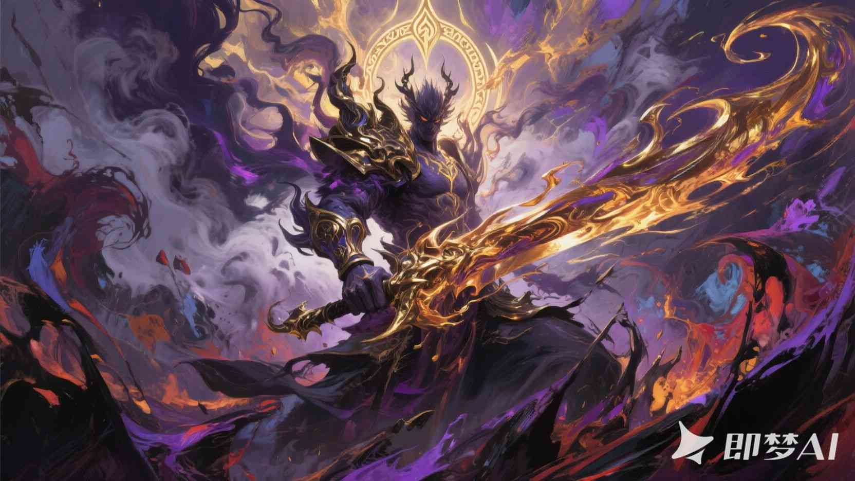 紫色恶魔战士插画