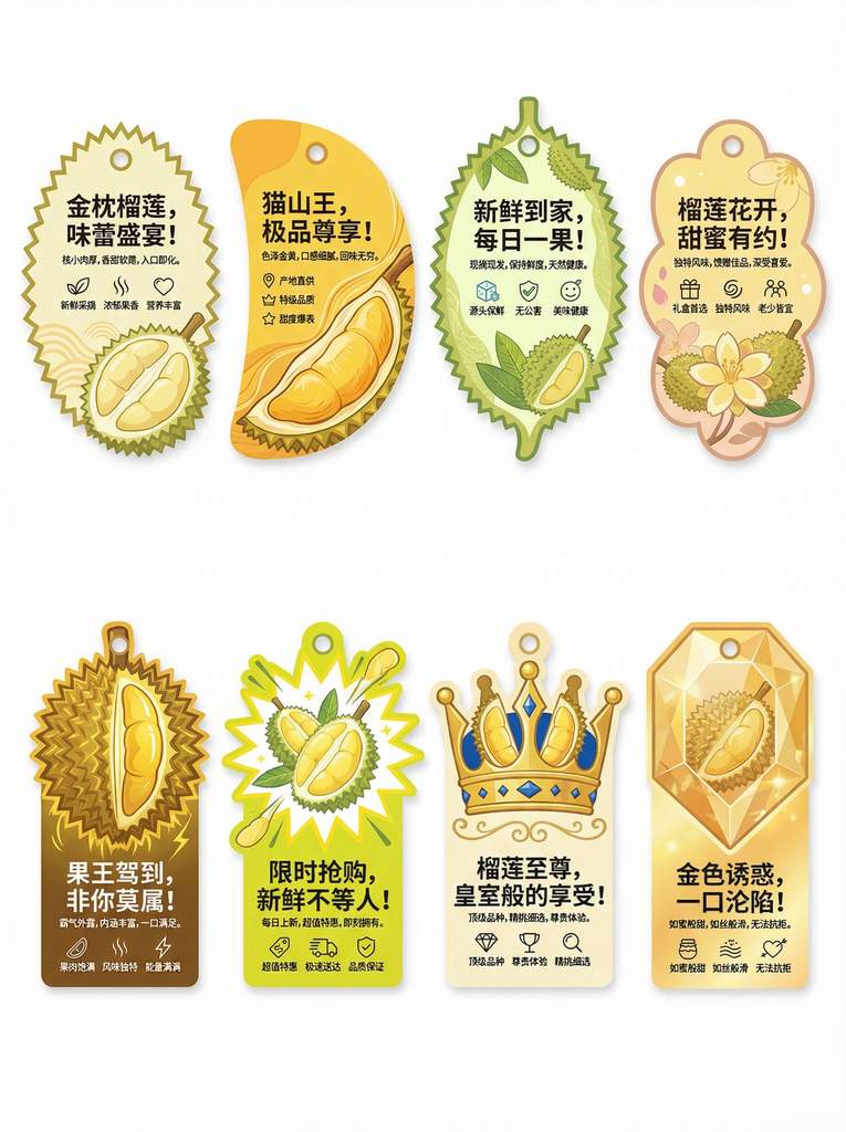 榴莲产品创意异形挂牌设计图集