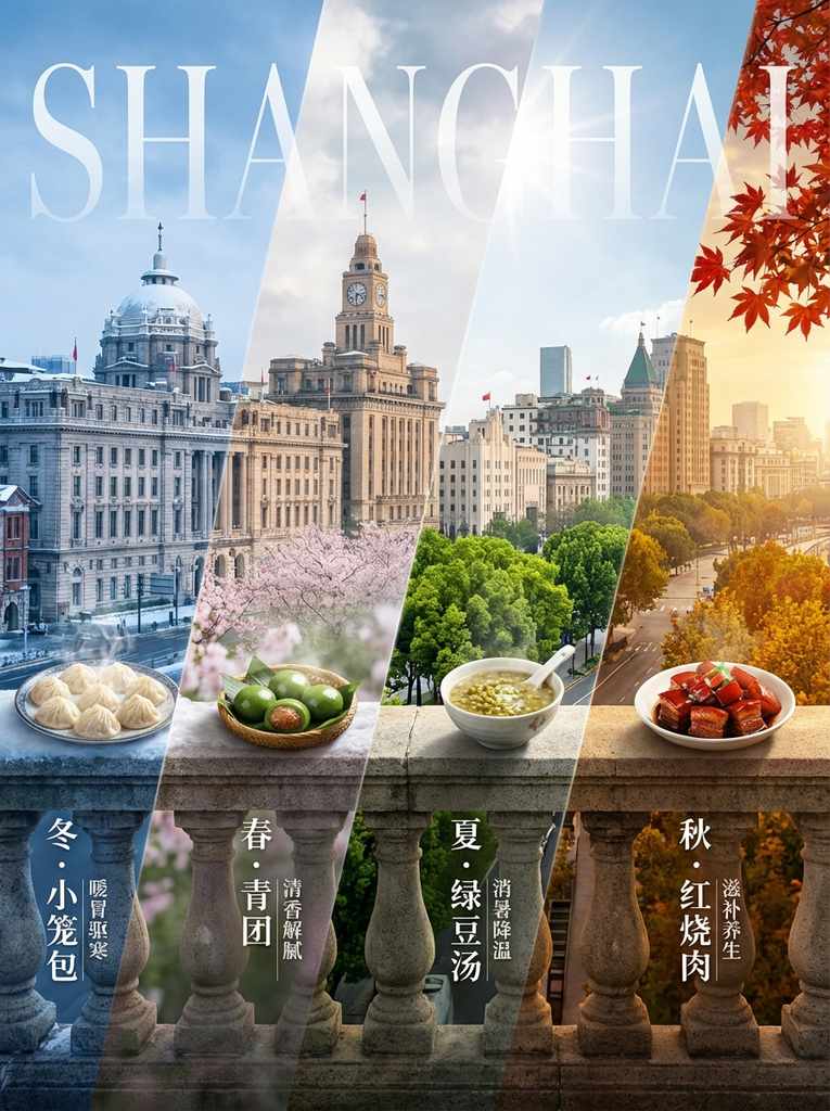 城市四季美食与地标全景杰作