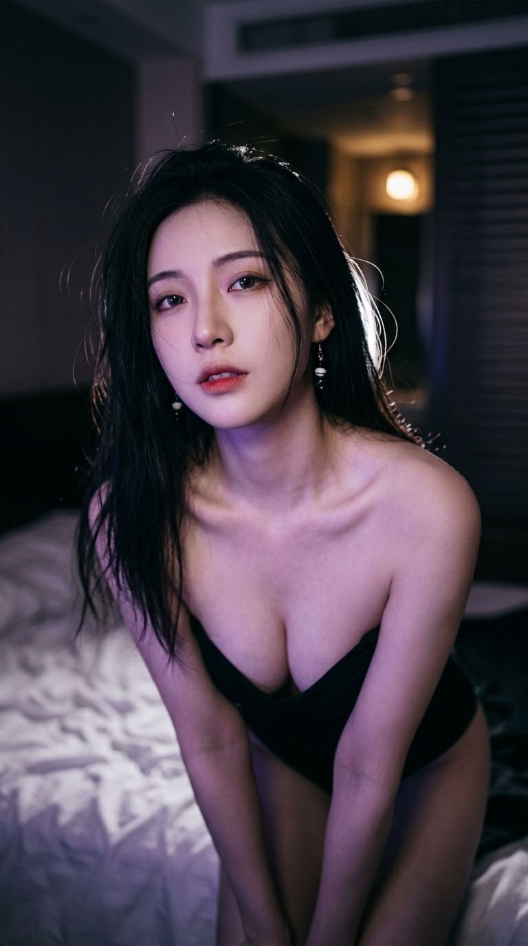 暗调电影感东亚女性室内人像摄影