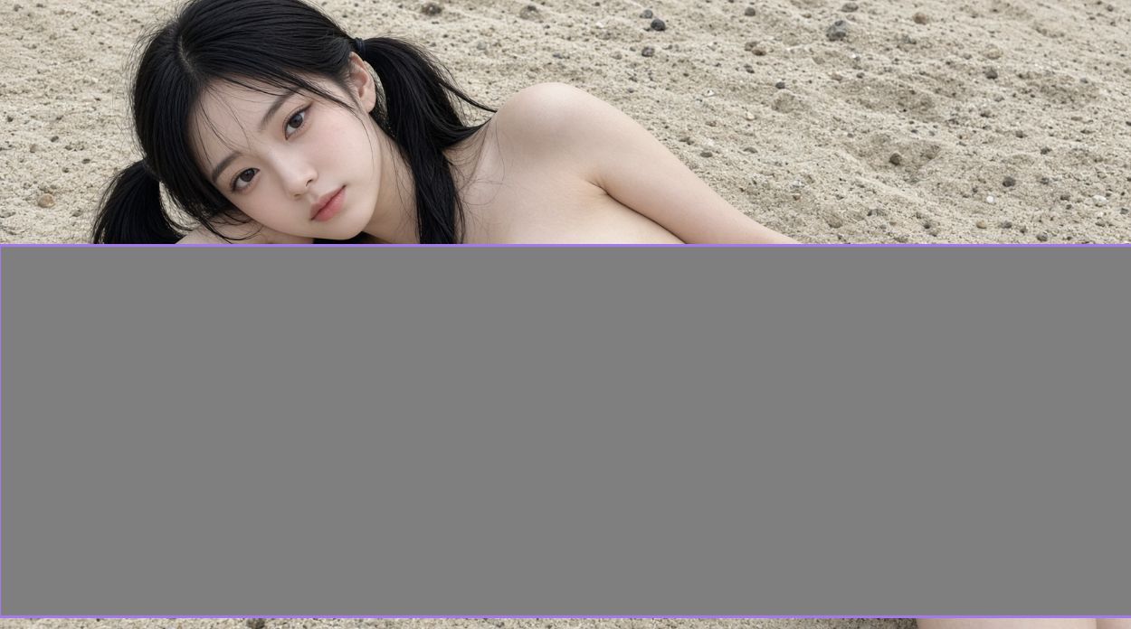 双马尾女生侧卧沙滩写实人像