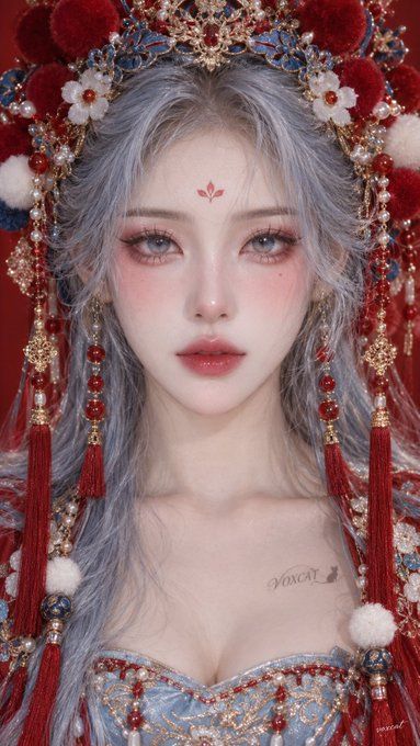 东方戏曲风女性正面肖像