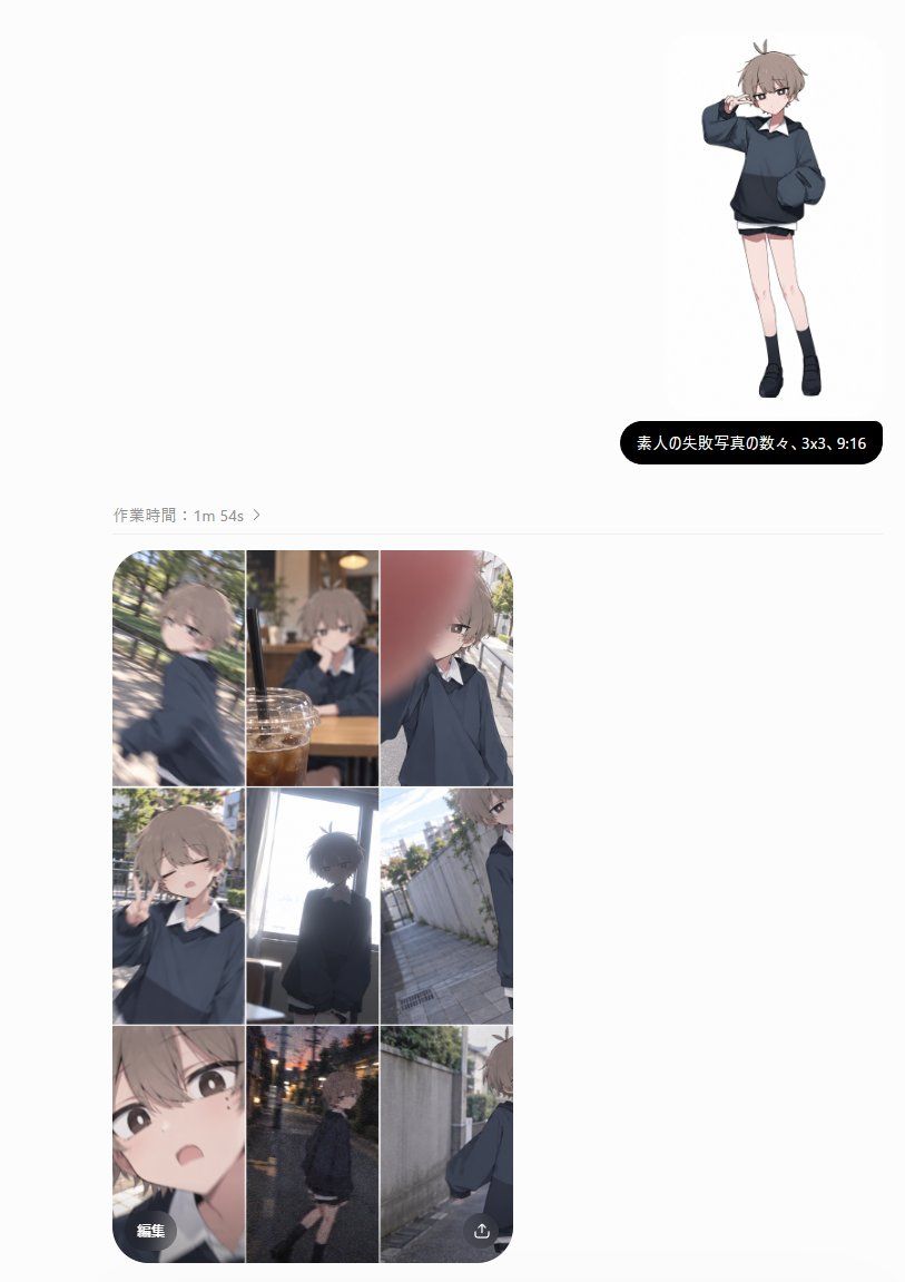 动漫角色合成素人失败抓拍九宫格
