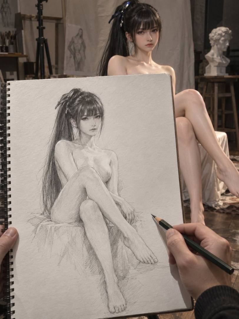 星刃Eve真人模特素描写生