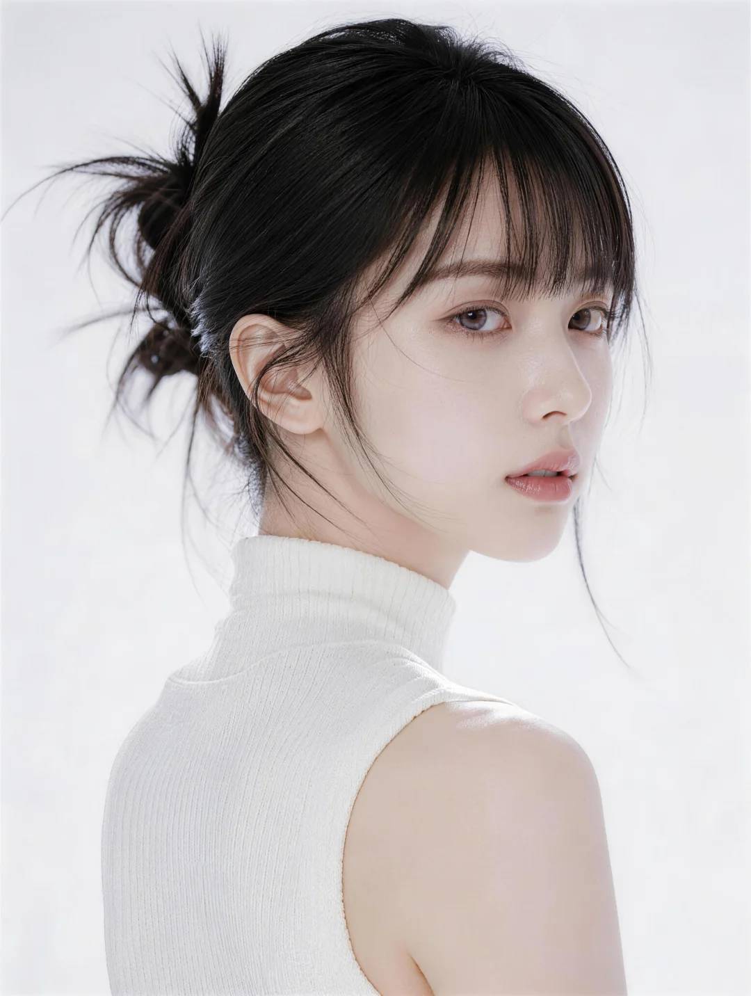 清冷日系风格女子回眸人像摄影